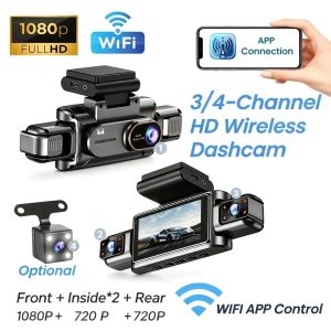 4 Channel WiFi Dash Cam - 1080P, 3.5" Screen, Night Vision