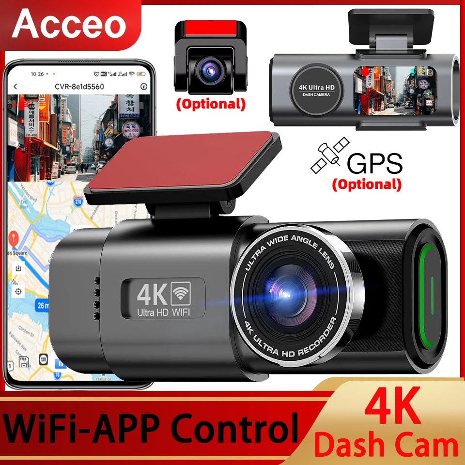 4K Dash Cam with WiFi & GPS - 24H Parking Monitor