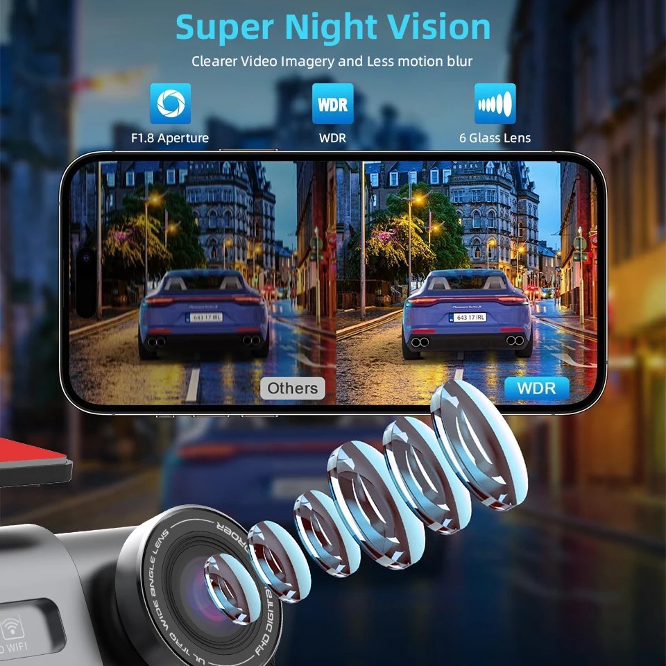 4K Dash Cam with WiFi & GPS - 24H Parking Monitor
