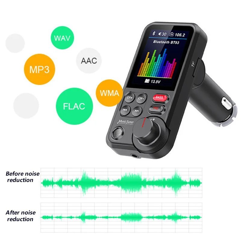 Bluetooth FM Transmitter - Hands-Free Car MP3 Adapter