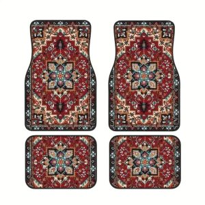 Bohemian Car Floor Mats - 4 Piece Heavy-Duty Carpet Set
