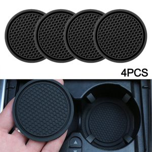 Car Cup Holder Coaster Pads - 4 Pack, Black