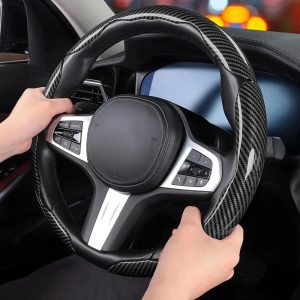 Carbon Fibre Effect Steering Wheel Cover - Non-Slip