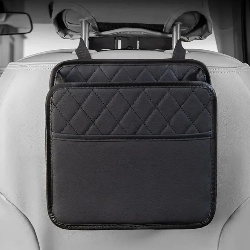 Folding Leather Storage Box - Seat Back Organiser