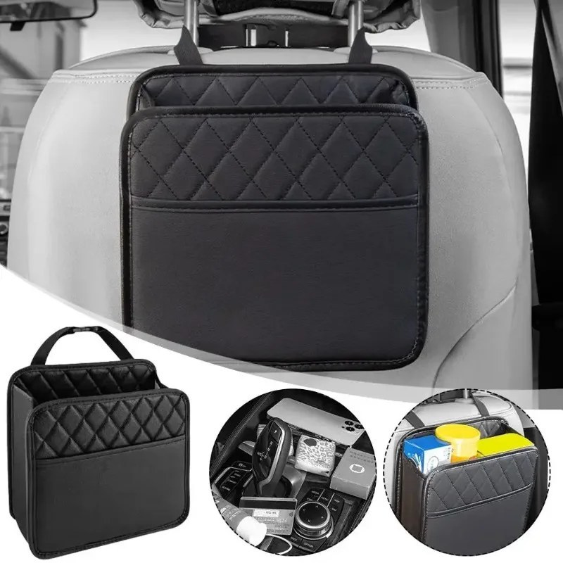 Folding Leather Storage Box - Seat Back Organiser