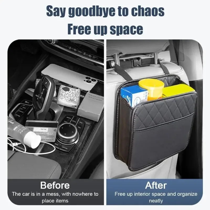 Folding Leather Storage Box - Seat Back Organiser