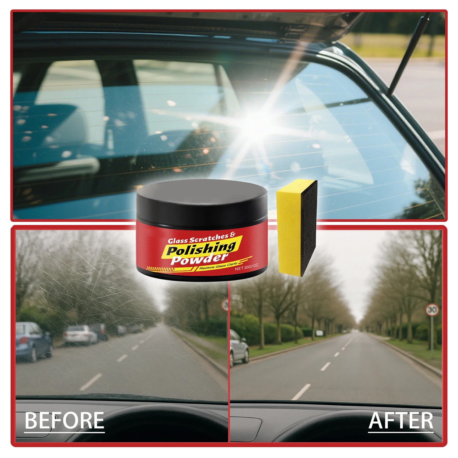 Glass Polishing Powder - Car Window Scratch Repair Kit