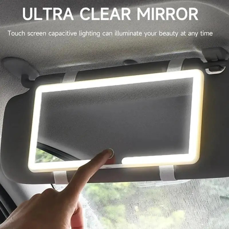 LED Sun Visor Vanity Mirror - Rechargeable Fill Light