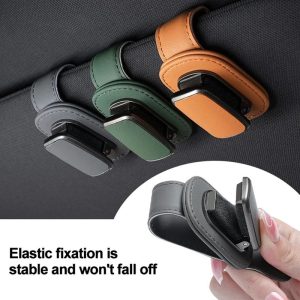 Magnetic Sunglasses Holder - Leather Visor Clip