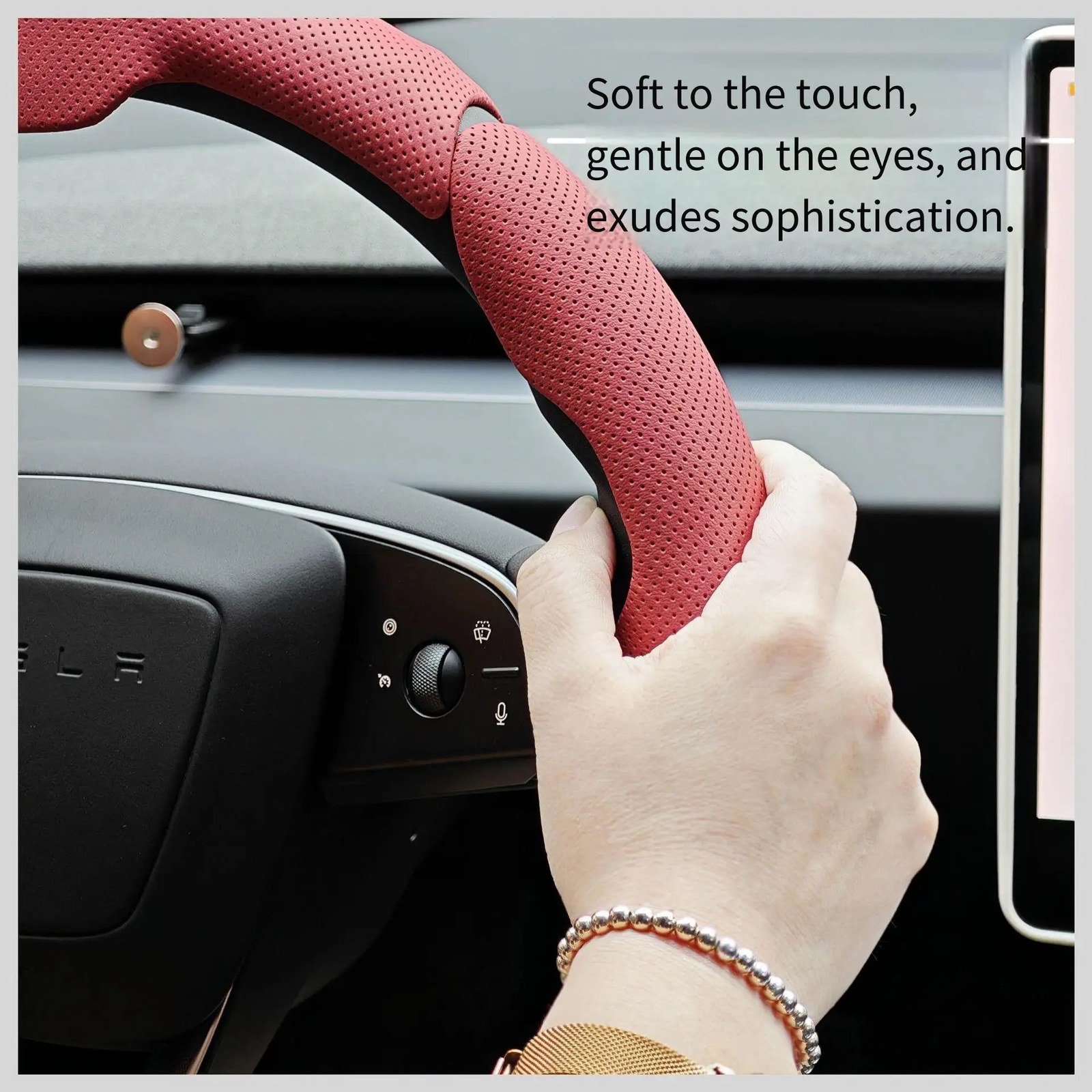 Perforated Leather Steering Wheel Cover - 3 Piece