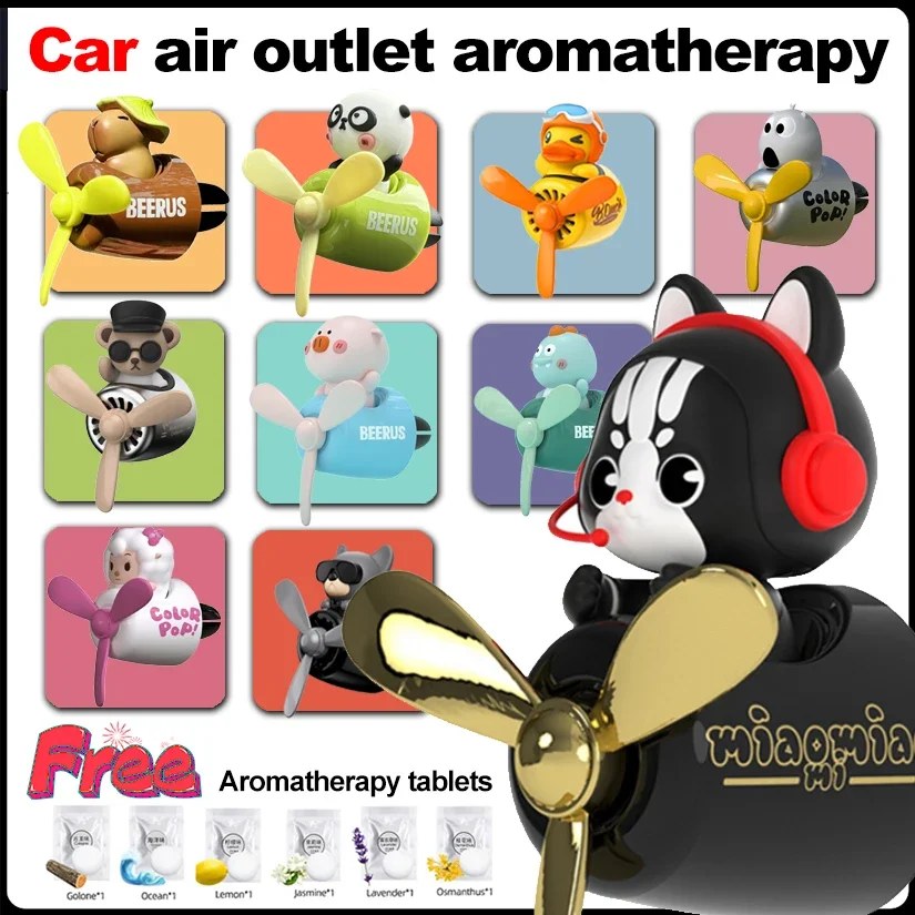 Pilot Bear Car Air Freshener Vent Clip with Refillable Diffuser