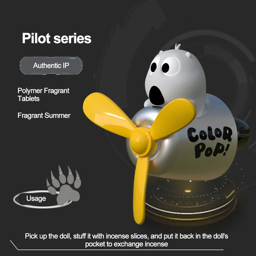Pilot Bear Car Air Freshener Vent Clip with Refillable Diffuser