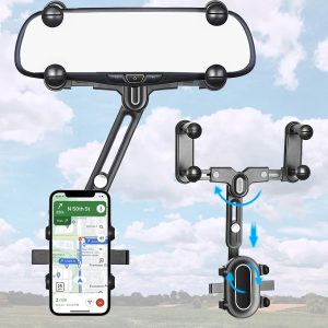 Rear View Mirror Phone Holder - Telescopic 360° Bracket