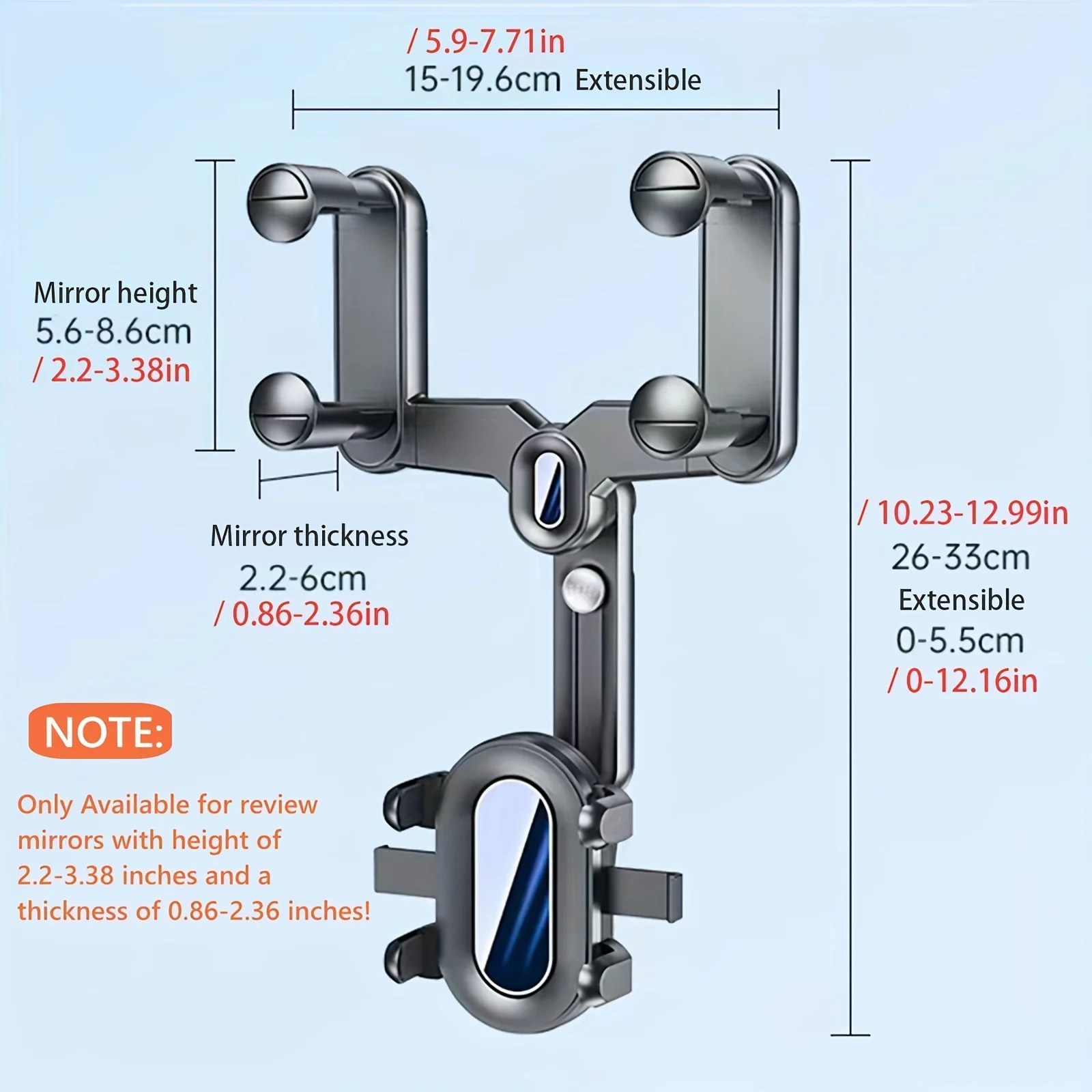 Rear View Mirror Phone Holder - Telescopic 360° Bracket