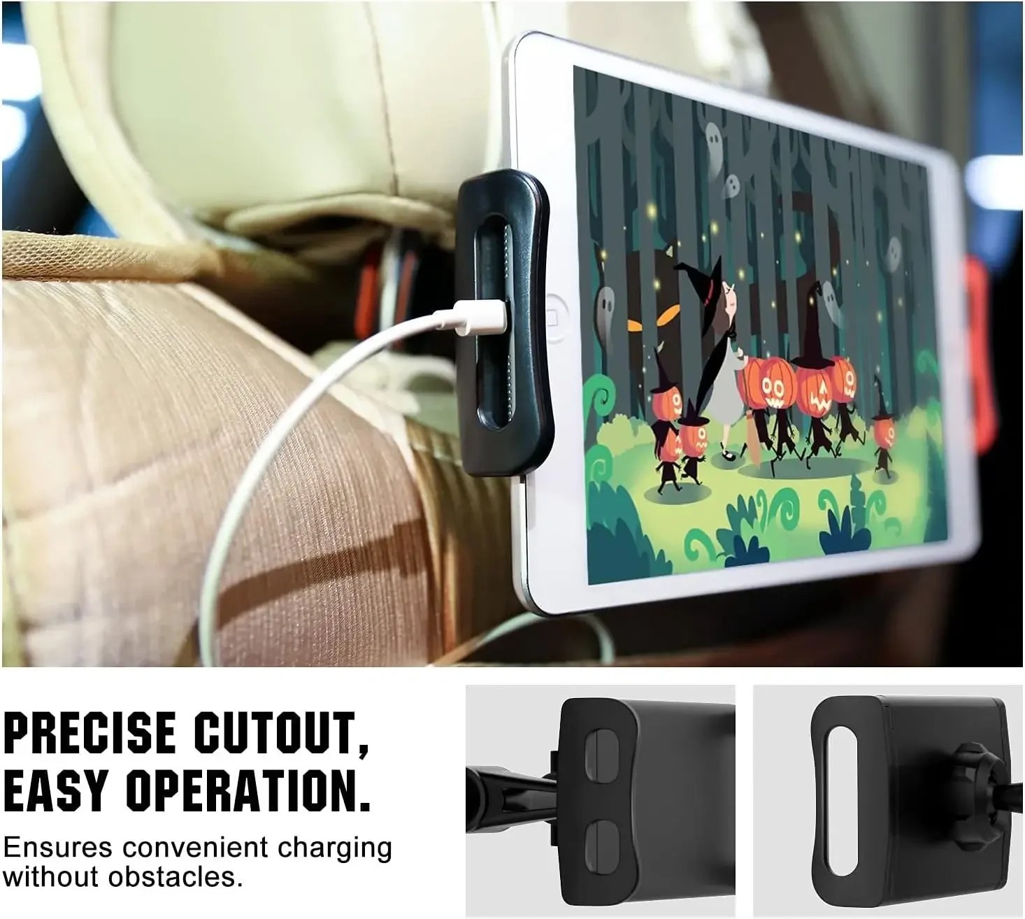 Tablet Headrest Mount - 360° Rear Seat Holder